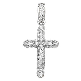 9K White Gold Cubic Zirconia Cross Pendant