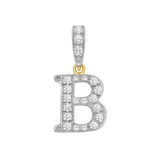 9K 2 Colour Gold Cubic Zirconia 'B' Initial Pendant