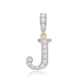 9K 2 Colour Gold Cubic Zirconia 'J' Initial Pendant
