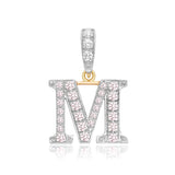 9K 2 Colour Gold Cubic Zirconia 'M' Initial Pendant