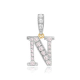 9K 2 Colour Gold Cubic Zirconia 'N' Initial Pendant