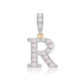9K 2 Colour Gold Cubic Zirconia 'R' Initial Pendant