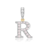 9K 2 Colour Gold Cubic Zirconia 'R' Initial Pendant