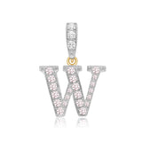 9K 2 Colour Gold Cubic Zirconia 'W' Initial Pendant