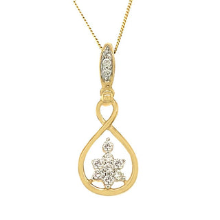 9K Yellow Gold 0.094 Diamonf Snowflake Pendant