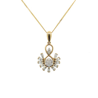 9K Yellow Gold 1.39ct Diamond Flourish Pendant