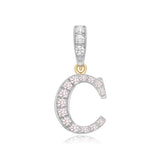 9K 2 Colour Gold Cubic Zirconia 'C' Initial Pendant