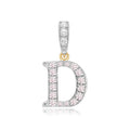 9K 2 Colour Gold Cubic Zirconia 'D' Initial Pendant