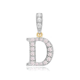 9K 2 Colour Gold Cubic Zirconia 'D' Initial Pendant