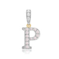 9K 2 Colour Gold Cubic Zirconia 'P' Initial Pendant