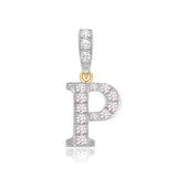 9K 2 Colour Gold Cubic Zirconia 'P' Initial Pendant