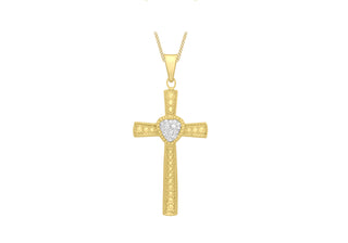 9K Yellow Gold Crystalique Cross Pendant