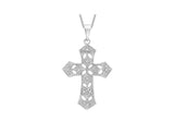 9K White Gold 0.05ct Diamond Filigree Cross Pendant