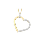 9K 2-Colour Gold Diamond Cut Heart Pendant