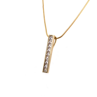 9K Yellow Gold Cubic Zirconia Bar Pendant