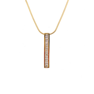 9K Yellow Gold Cubic Zirconia Bar Pendant