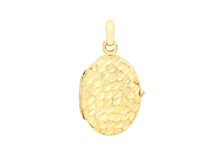 9ct Yellow Gold Hammered Oval Locket