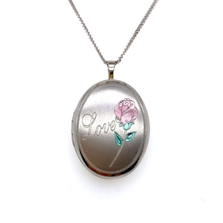 Sterling Silver Love & Rose Locket