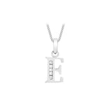 9K White Gold Cubic Zirconia 'E' Initial Pendant
