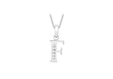 9K White Gold Cubic Zirconia 'F' Initial Pendant