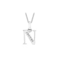 9K White Gold Cubic Zirconia 'N' Initial Pendant
