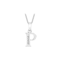 9K White Gold Cubic Zirconia 'P' Initial Pendant