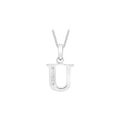 9K White Gold Cubic Zirconia 'U' Initial Pendant