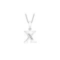 9K White Gold Cubic Zirconia 'X' Initial Pendant