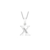 9K White Gold Cubic Zirconia 'X' Initial Pendant