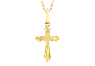 9K Yellow Gold Rays Cross Pendant