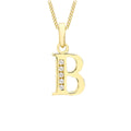 9K Yellow Gold Cubic Zirconia 'B' Initial Pendant