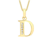 9K Yellow Gold Cubic Zirconia 'D' Initial Pendant