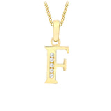 9K Yellow Gold Cubic Zirconia 'F' Initial Pendant