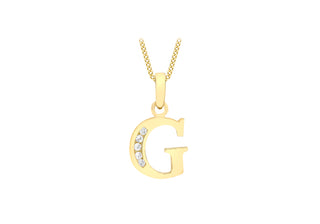 9K Yellow Gold Cubic Zirconia 'G' Initial Pendant
