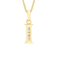9K Yellow Gold Cubic Zirconia 'I' Initial Pendant