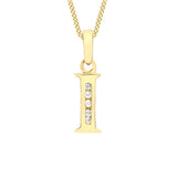 9K Yellow Gold Cubic Zirconia 'I' Initial Pendant