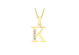 9K Yellow Gold Cubic Zirconia 'K' Initial Pendant
