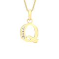 9K Yellow Gold Cubic Zirconia 'Q' Initial Pendant