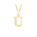 9K Yellow Gold Cubic Zirconia 'U' Initial Pendant
