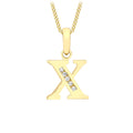 9K Yellow Gold Cubic Zirconia 'X' Initial Pendant