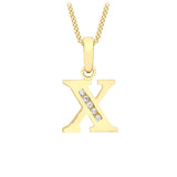 9K Yellow Gold Cubic Zirconia 'X' Initial Pendant