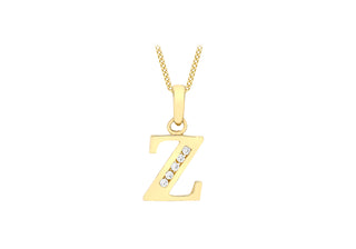 9K Yellow Gold Cubic Zirconia 'Z' Initial Pendant