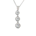9K White Gold 3-Stone Diamond Pendant