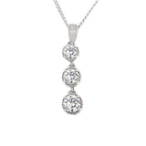 9K White Gold 3-Stone Diamond Pendant