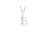9K White Gold Cubic Zirconia 'B' Initial Pendant