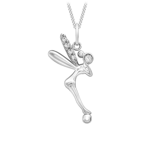 9K White Gold Cubic Zirconia TinkerBell Pendant