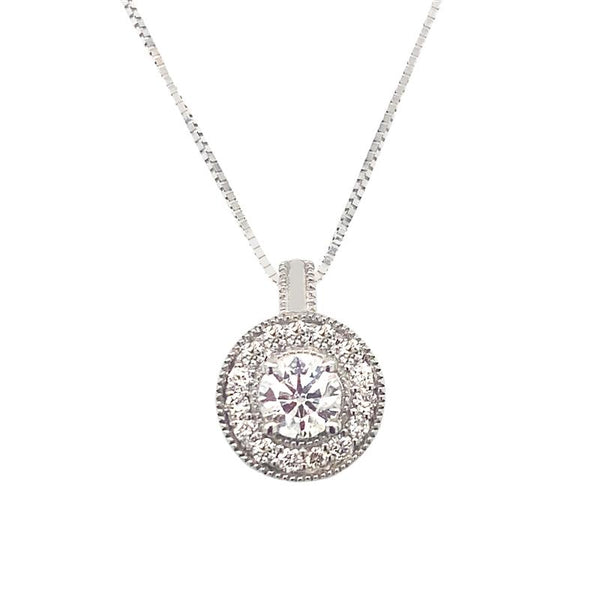 9K White Gold 0.50ct Diamond Round Pendant