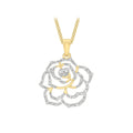 9K 2-Tone Gold 0.005ct Diamond Centre Rose Pendant
