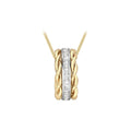 9K 2-Colour Gold Cubic Zirconia Twisted Circle Pendant