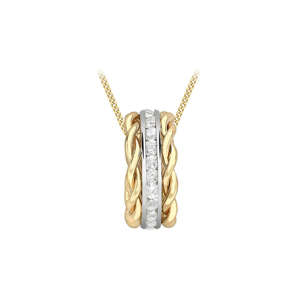 9ct Yellow and White Gold Cz Pendant